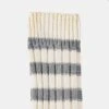 Decka Heavyweight Socks / Stripes - Ivory X Grey -Denim Clothing-Iron Heart International DEC STR IVO GRY
