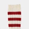 Decka Heavyweight Socks / Stripes - Ivory X Red -Denim Clothing-Iron Heart International DEC STR IVO RED