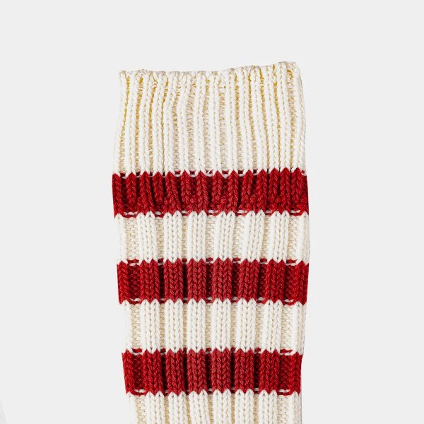 Decka Heavyweight Socks / Stripes - Ivory X Red 3 Decka Heavyweight Socks / Stripes - Ivory X Red