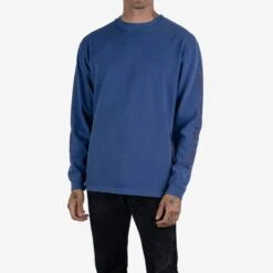 GOOD ART HLYWD Heavyweight Long Sleeve Crew Neck T-Shirt - Cobalt Blue