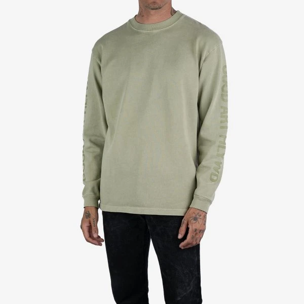 GOOD ART HLYWD Heavyweight Long Sleeve Crew Neck T-Shirt - Sage Green 3 GOOD ART HLYWD Heavyweight Long Sleeve Crew Neck T-Shirt - Sage Green