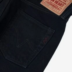 14oz Broken Twill Selvedge Denim Super Slim Cut Jeans - Indigo Overdyed Black -Denim Clothing-Iron Heart International IH 555SBR 14od 5