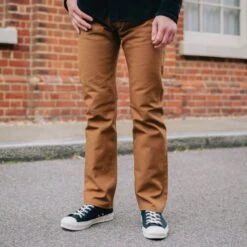 17oz Duck Straight Cut Jeans - Brown -Denim Clothing-Iron Heart International IH 634D 2