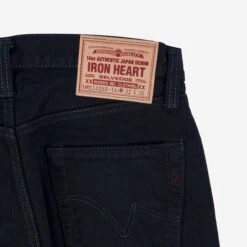 14oz Broken Twill Selvedge Denim Straight Cut Jeans - Indigo Overdyed Black -Denim Clothing-Iron Heart International IH 634SBR 14od 4