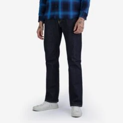 14oz Broken Twill Selvedge Denim Slim Straight Cut Jeans - Indigo