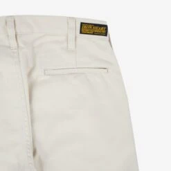 9oz Mercerised Selvedge Cotton Slim Tapered Chinos - Ivory -Denim Clothing-Iron Heart International IH 721 IVO 6