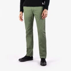 9oz Mercerised Selvedge Cotton Slim Tapered Chinos - Olive