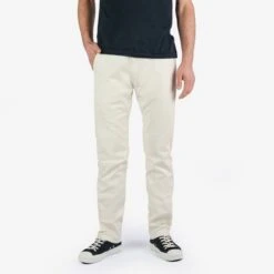 9oz Mercerised Selvedge Cotton Medium/High Rise Tapered Chinos - Ivory