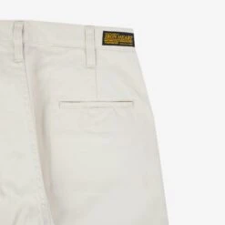 9oz Mercerised Selvedge Cotton Medium/High Rise Tapered Chinos - Ivory -Denim Clothing-Iron Heart International IH 727 IVO 4