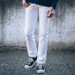 13.5oz Denim Slim Tapered Cut Jeans - White -Denim Clothing-Iron Heart International IH 777 WT 2
