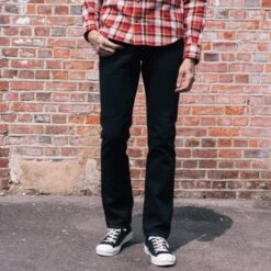14oz Broken Twill Selvedge Denim Slim Tapered Cut Jeans - Indigo Overdyed Black -Denim Clothing-Iron Heart International IH 777SBR 14od 3