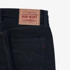 14oz Broken Twill Selvedge Denim Slim Tapered Cut Jeans - Indigo Overdyed Black -Denim Clothing-Iron Heart International IH 777SBR 14od 5