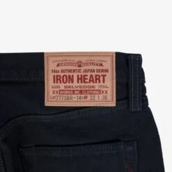 14oz Broken Twill Selvedge Denim Slim Tapered Cut Jeans - Indigo Overdyed Black -Denim Clothing-Iron Heart International IH 777SBR 14od 6