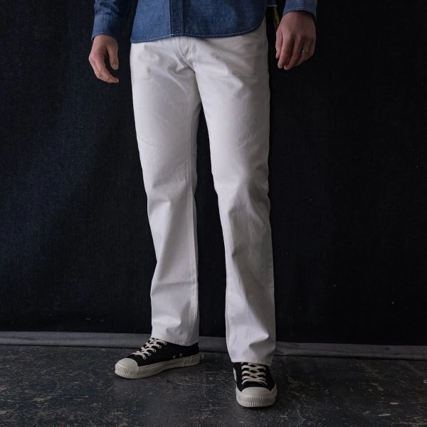 13.5oz Denim Medium/High Rise Tapered Cut Jeans - White 5 13.5oz Denim Medium/High Rise Tapered Cut Jeans - White - Image 3