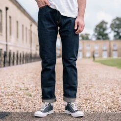 17oz Selvedge Denim Medium/High Rise Tapered Cut Jeans - Natural Indigo 19 17oz Selvedge Denim Medium/High Rise Tapered Cut Jeans - Natural Indigo -Denim Clothing-Iron Heart International IH 888N 3