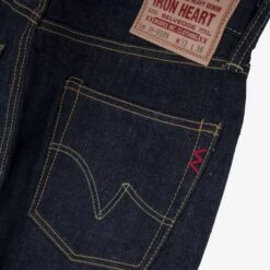 17oz Selvedge Denim Medium/High Rise Tapered Cut Jeans - Natural Indigo 21 17oz Selvedge Denim Medium/High Rise Tapered Cut Jeans - Natural Indigo -Denim Clothing-Iron Heart International IH 888N 5
