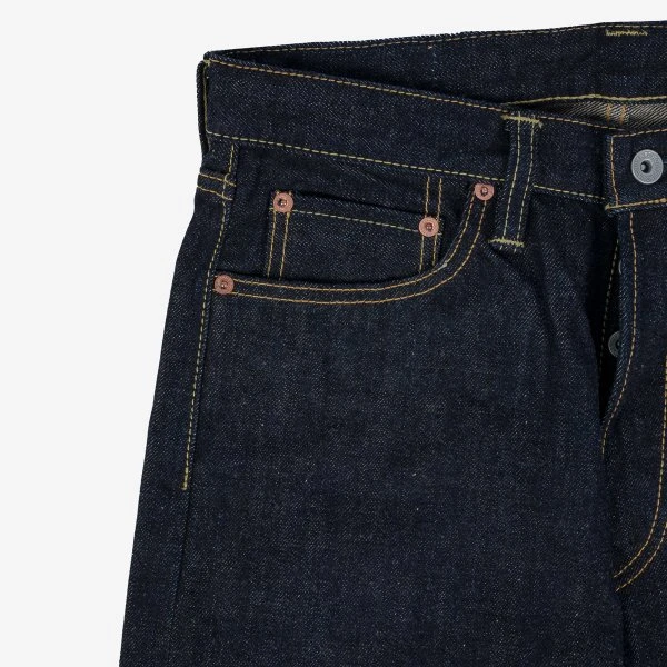 17oz Selvedge Denim Medium/High Rise Tapered Cut Jeans - Natural Indigo 10 17oz Selvedge Denim Medium/High Rise Tapered Cut Jeans - Natural Indigo - Image 8