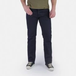 14oz Selvedge Denim Mid/High Rise Tapered Cut Jeans - Indigo/Indigo