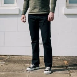 14oz Broken Twill Selvedge Denim Medium/High Rise Tapered Cut Jeans - Indigo Overdyed Black -Denim Clothing-Iron Heart International IH 888SBR 14od 2