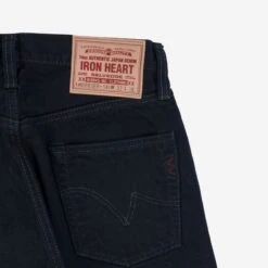 14oz Broken Twill Selvedge Denim Medium/High Rise Tapered Cut Jeans - Indigo Overdyed Black -Denim Clothing-Iron Heart International IH 888SBR 14od 4
