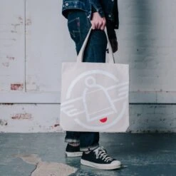 Printed Canvas Tote Bag - Iron Heart Logo Print