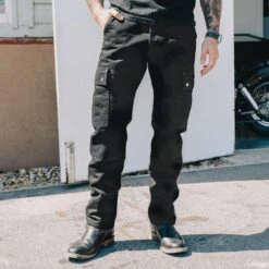 14oz Selvedge Denim Cargo Pants - Black/Black -Denim Clothing-Iron Heart International IHDR 502bb 2