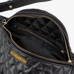 Diamond Stitched Leather Waist Bag - Black 15 Diamond Stitched Leather Waist Bag - Black -Denim Clothing-Iron Heart International IHE 45 BLK 3