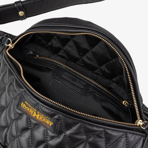 Diamond Stitched Leather Waist Bag - Black 6 Diamond Stitched Leather Waist Bag - Black - Image 4