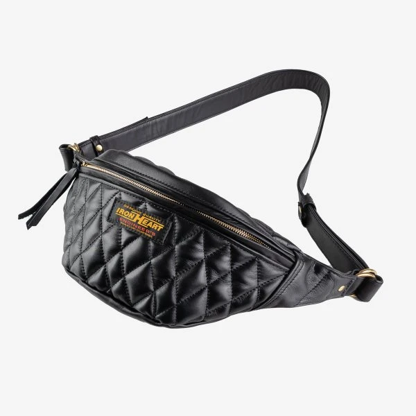 Diamond Stitched Leather Waist Bag - Black 9 Diamond Stitched Leather Waist Bag - Black - Image 7