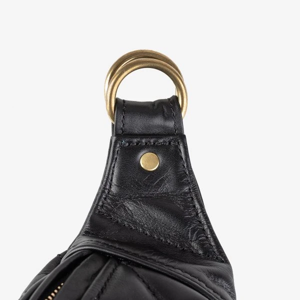 Diamond Stitched Leather Waist Bag - Black 10 Diamond Stitched Leather Waist Bag - Black - Image 8