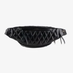 Diamond Stitched Leather Waist Bag - Black 20 Diamond Stitched Leather Waist Bag - Black -Denim Clothing-Iron Heart International IHE 45 BLK 8