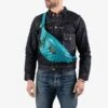 Diamond Stitched Leather Waist Bag - Blue