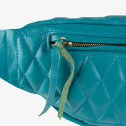 Diamond Stitched Leather Waist Bag - Blue -Denim Clothing-Iron Heart International IHE 45 BLU 4