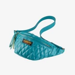 Diamond Stitched Leather Waist Bag - Blue -Denim Clothing-Iron Heart International IHE 45 BLU 5