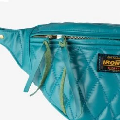 Diamond Stitched Leather Waist Bag - Blue -Denim Clothing-Iron Heart International IHE 45 BLU 6