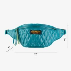Diamond Stitched Leather Waist Bag - Blue -Denim Clothing-Iron Heart International IHE 45 BLU 8