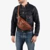 Diamond Stitched Leather Waist Bag - Brown -Denim Clothing-Iron Heart International IHE 45 BRN