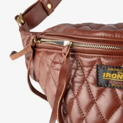 Diamond Stitched Leather Waist Bag - Brown -Denim Clothing-Iron Heart International IHE 45 BRN 2
