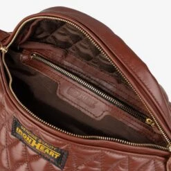 Diamond Stitched Leather Waist Bag - Brown -Denim Clothing-Iron Heart International IHE 45 BRN 3
