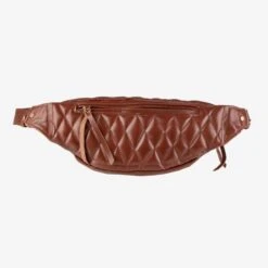 Diamond Stitched Leather Waist Bag - Brown -Denim Clothing-Iron Heart International IHE 45 BRN 8