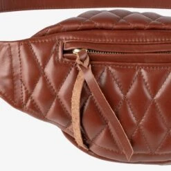 Diamond Stitched Leather Waist Bag - Brown -Denim Clothing-Iron Heart International IHE 45 BRN 9