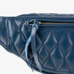 Diamond Stitched Leather Waist Bag - Navy -Denim Clothing-Iron Heart International IHE 45 NAV 6