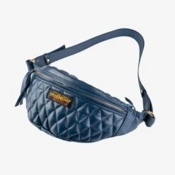 Diamond Stitched Leather Waist Bag - Navy -Denim Clothing-Iron Heart International IHE 45 NAV 8