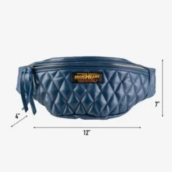 Diamond Stitched Leather Waist Bag - Navy -Denim Clothing-Iron Heart International IHE 45 NAV 9