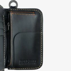 Medium Shell Cordovan Wallet - Black -Denim Clothing-Iron Heart International IHG 02 BLK 2