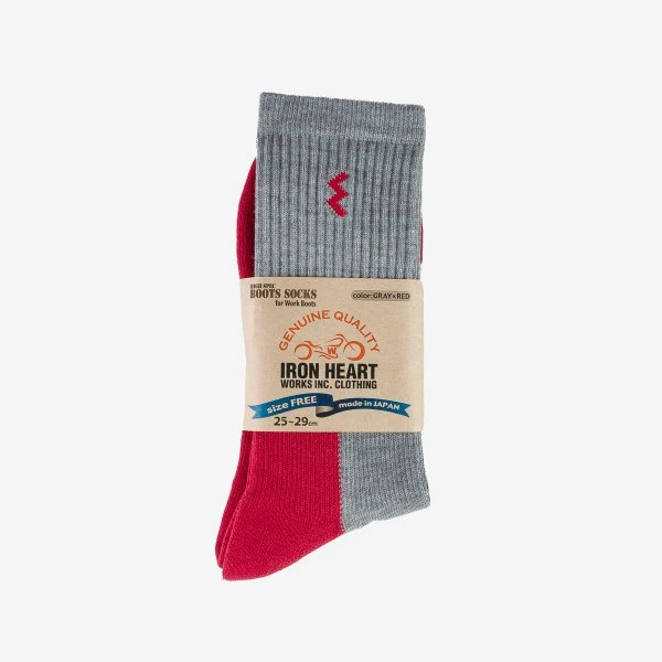 Iron Heart Work Boot Socks - Grey/Red 3 Iron Heart Work Boot Socks - Grey/Red
