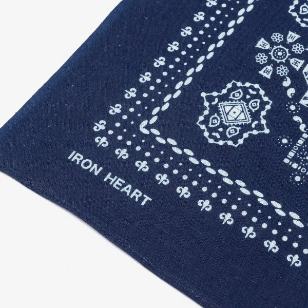 Iron Heart “Bell” Print Bandana - Indigo 5 Iron Heart “Bell” Print Bandana - Indigo - Image 3