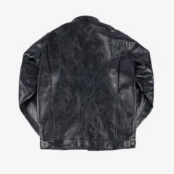Japanese Horsehide Double Motorcycle Jacket - Black -Denim Clothing-Iron Heart International IHJ 128 BLK 4