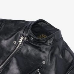 Japanese Horsehide Double Motorcycle Jacket - Black -Denim Clothing-Iron Heart International IHJ 128 BLK 6