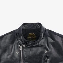 Japanese Horsehide Double Motorcycle Jacket - Black -Denim Clothing-Iron Heart International IHJ 128 BLK 7